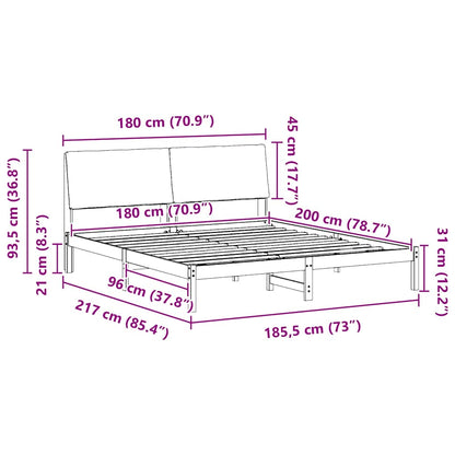 Bettgestell Weiß und Hellgrau 180 x 200 cm Massivholz Kiefer