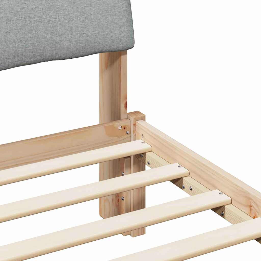 Bettgestell Braun und hellgrau 160 x 200 cm Massivholz Kiefer