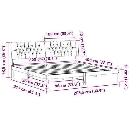 Bettgestell mit gepolstertem Kopfteil Braun 200 x 200 cm