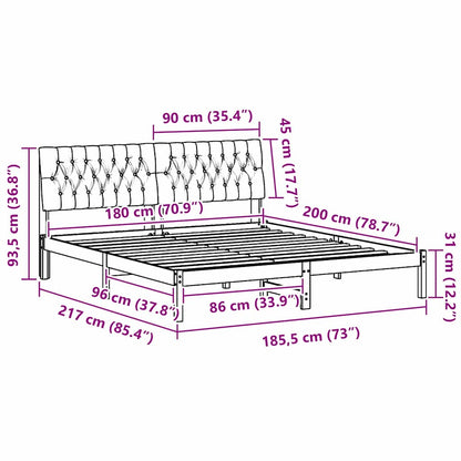 Bettgestell mit gepolstertem Kopfteil Braun 180 x 200 cm