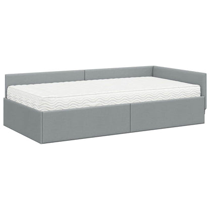vidaXL Eckbettgestell mit Matratze Sonstiges 2 pcs Hellgrau Stoff