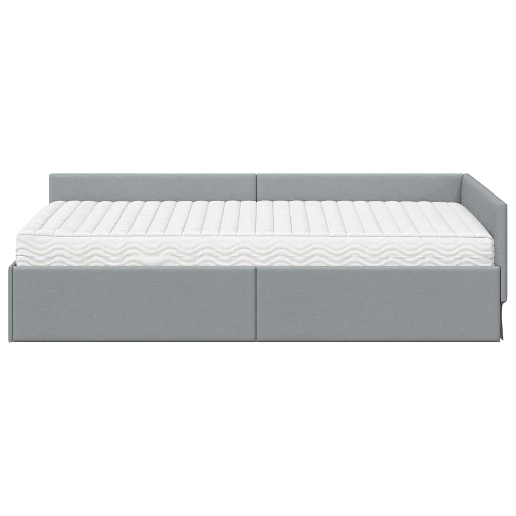 vidaXL Eckbettgestell mit Matratze Sonstiges 2 pcs Hellgrau Stoff