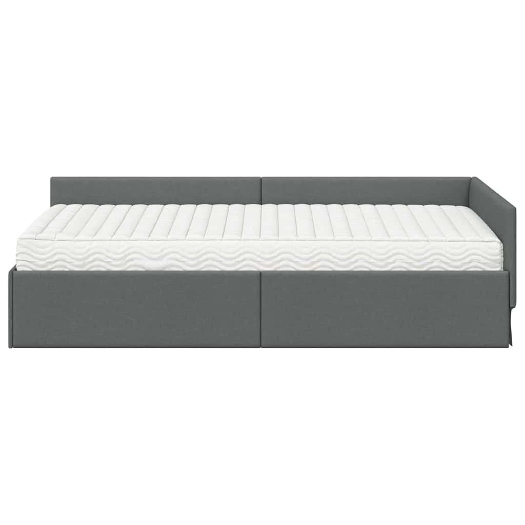 vidaXL Eckbettgestell mit Matratze Sonstiges 2 pcs Grau Stoff