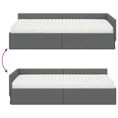 vidaXL Eckbettgestell mit Matratze Sonstiges 2 pcs Grau Stoff