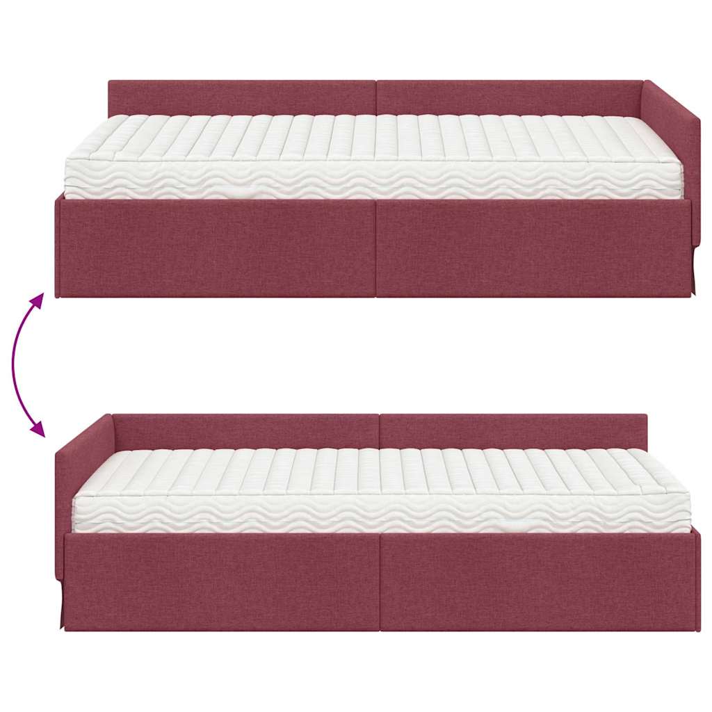 vidaXL Eckbettgestell mit Matratze Sonstiges 2 pcs Rot Stoff
