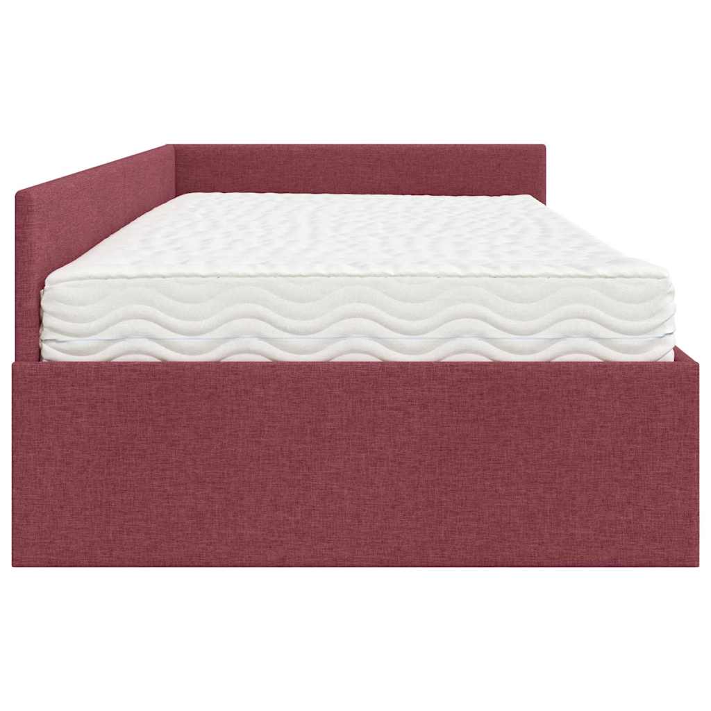 vidaXL Eckbettgestell mit Matratze Sonstiges 2 pcs Rot Stoff