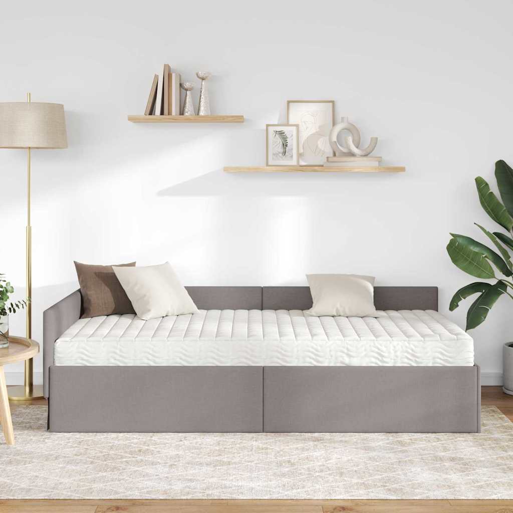vidaXL Eckbettgestell mit Matratze Sonstiges 2 pcs Taupe Stoff
