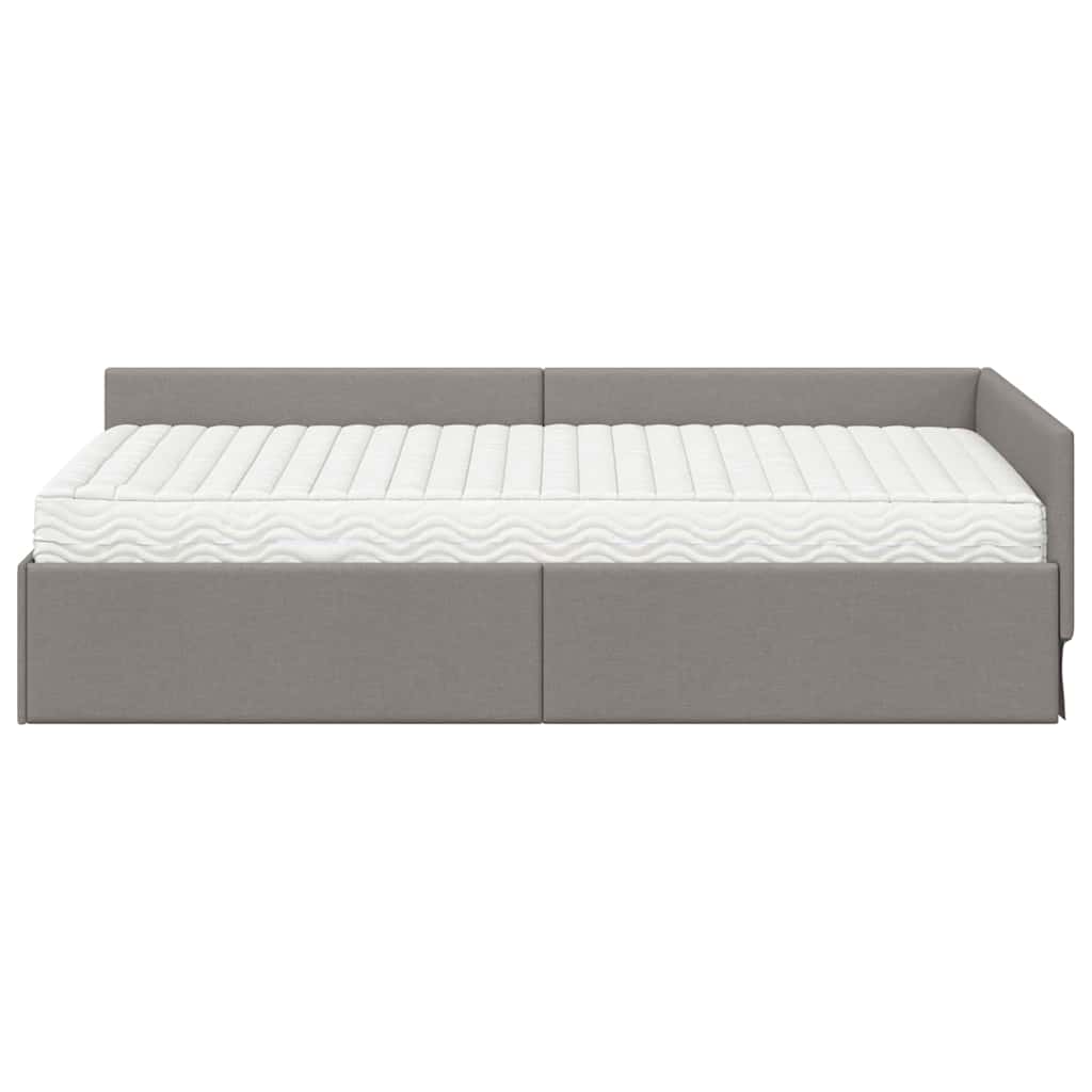 vidaXL Eckbettgestell mit Matratze Sonstiges 2 pcs Taupe Stoff