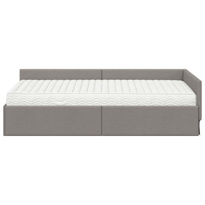 vidaXL Eckbettgestell mit Matratze Sonstiges 2 pcs Taupe Stoff
