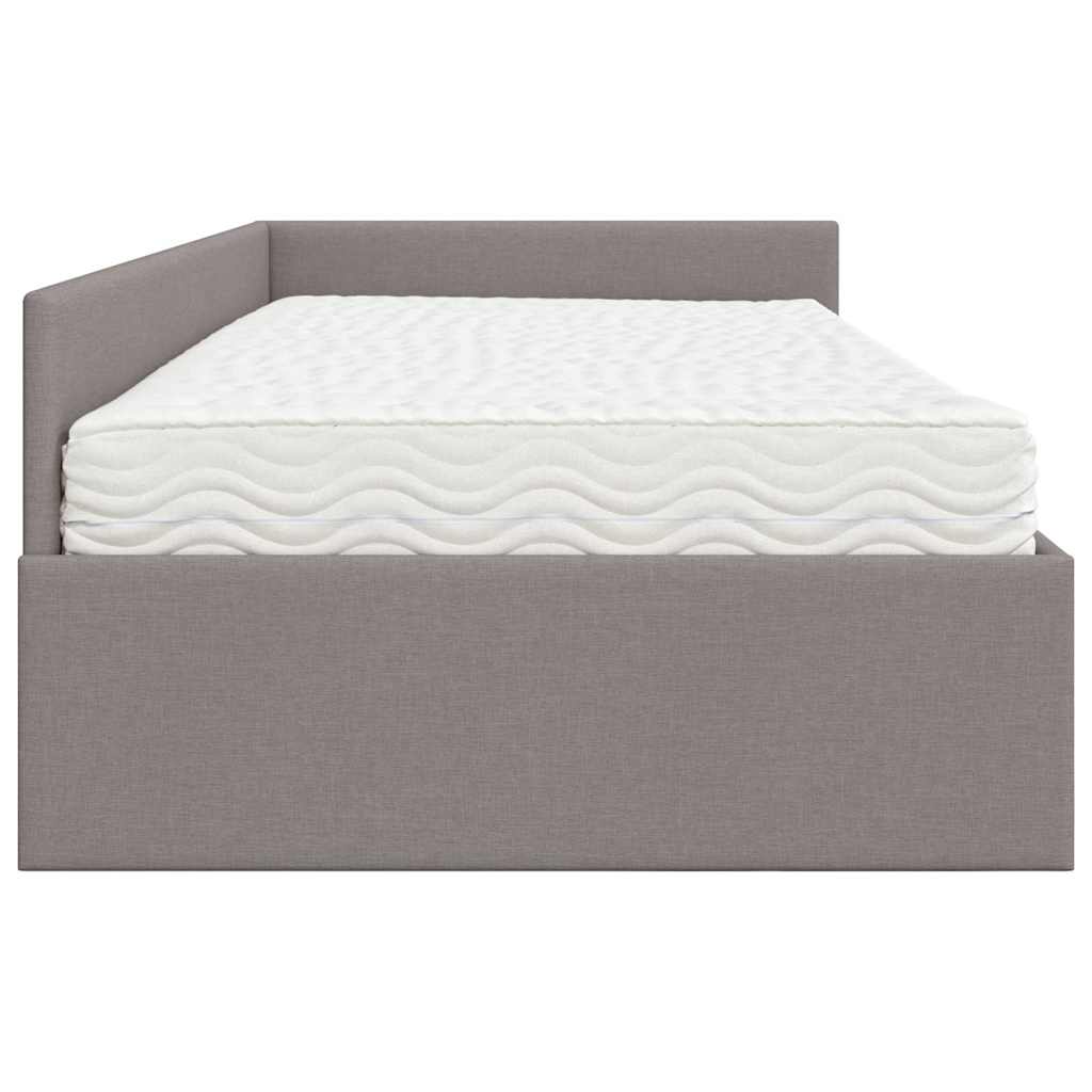vidaXL Eckbettgestell mit Matratze Sonstiges 2 pcs Taupe Stoff
