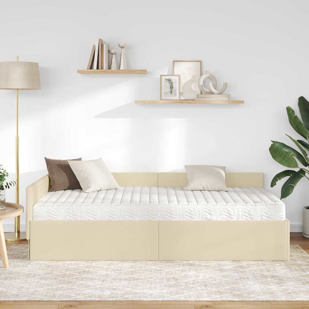 vidaXL Eckbettgestell mit Matratze Sonstiges 2 pcs Creme Stoff