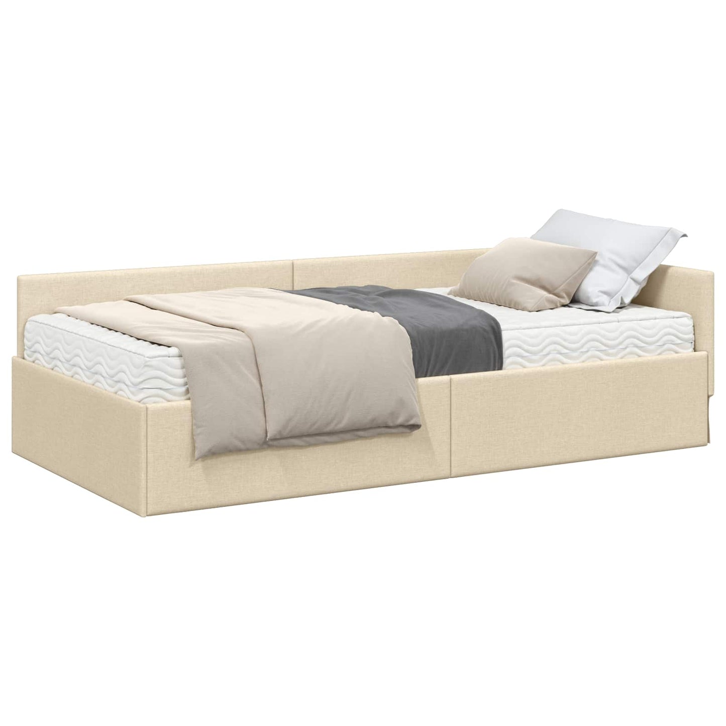 vidaXL Eckbettgestell mit Matratze Sonstiges 2 pcs Creme Stoff