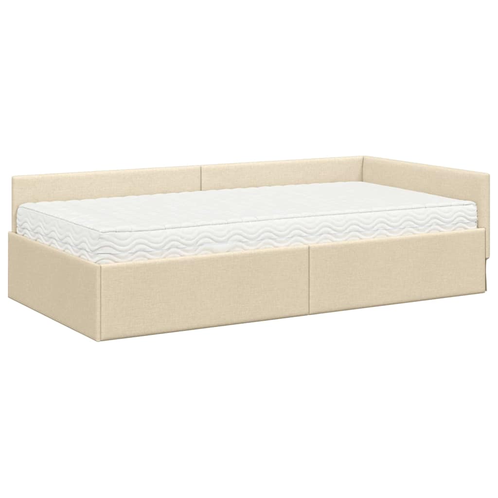 vidaXL Eckbettgestell mit Matratze Sonstiges 2 pcs Creme Stoff