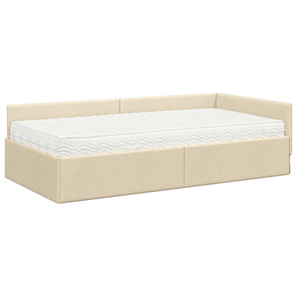 vidaXL Eckbettgestell mit Matratze Sonstiges 2 pcs Creme Stoff
