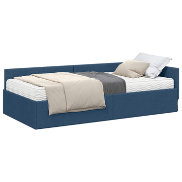 vidaXL Eckbettgestell mit Matratze Sonstiges 2 pcs Blau Stoff