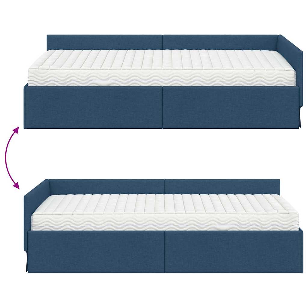 vidaXL Eckbettgestell mit Matratze Sonstiges 2 pcs Blau Stoff