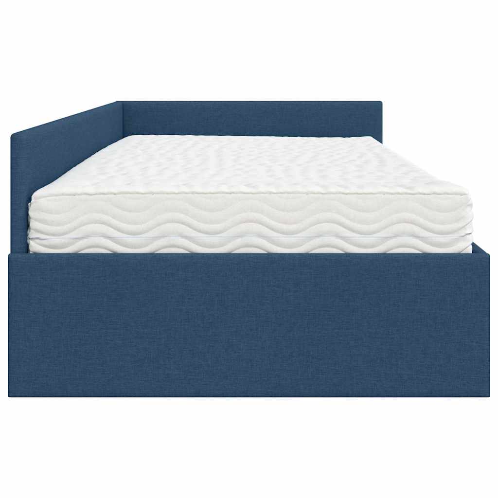 vidaXL Eckbettgestell mit Matratze Sonstiges 2 pcs Blau Stoff