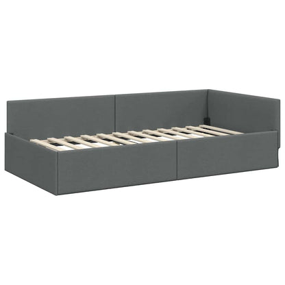 vidaXL Eckbettgestell mit Matratze Sonstiges 2 pcs Grau Stoff