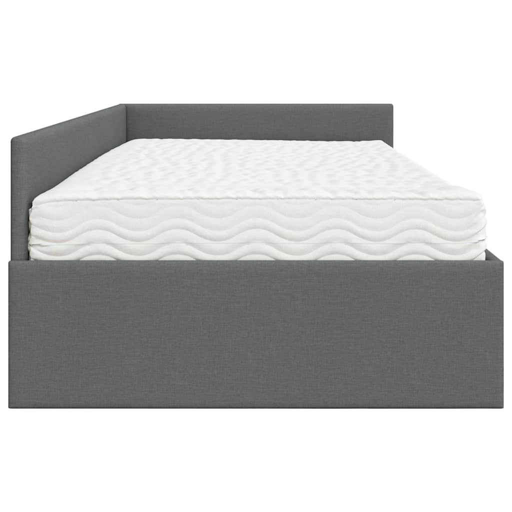 vidaXL Eckbettgestell mit Matratze Sonstiges 2 pcs Grau Stoff