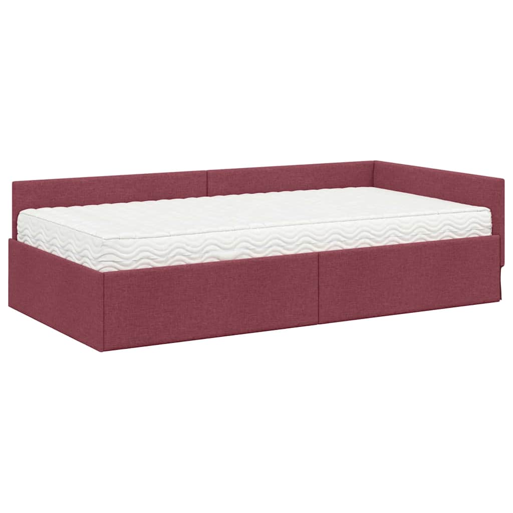 vidaXL Eckbettgestell mit Matratze Sonstiges 2 pcs Rot Stoff