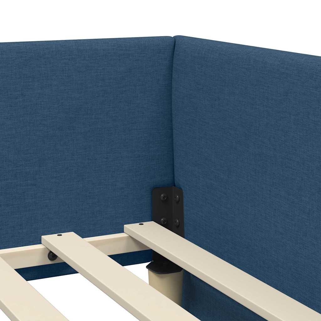 vidaXL Eckbettgestell mit Matratze Sonstiges 2 pcs Blau Stoff