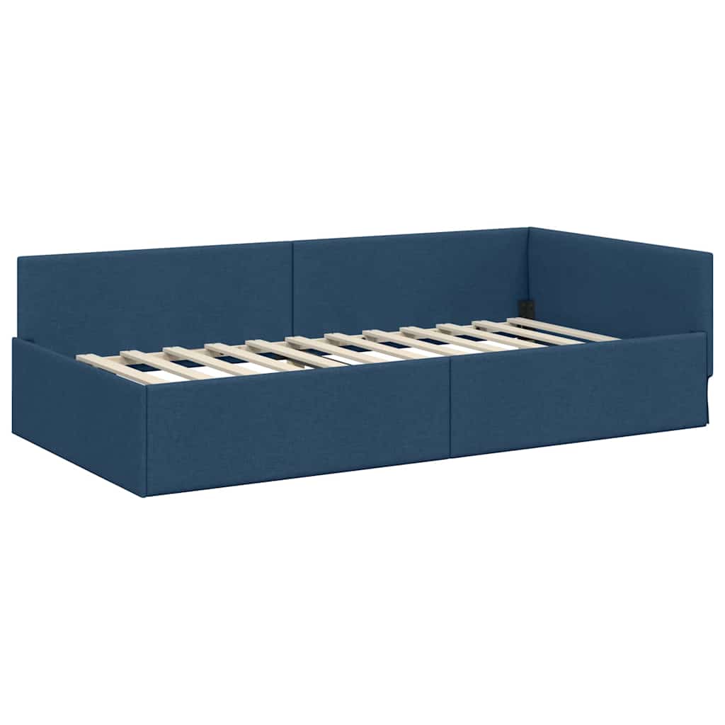 vidaXL Eckbettgestell mit Matratze Sonstiges 2 pcs Blau Stoff