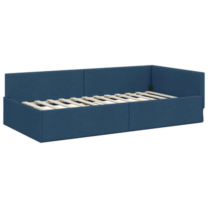 vidaXL Eckbettgestell mit Matratze Sonstiges 2 pcs Blau Stoff