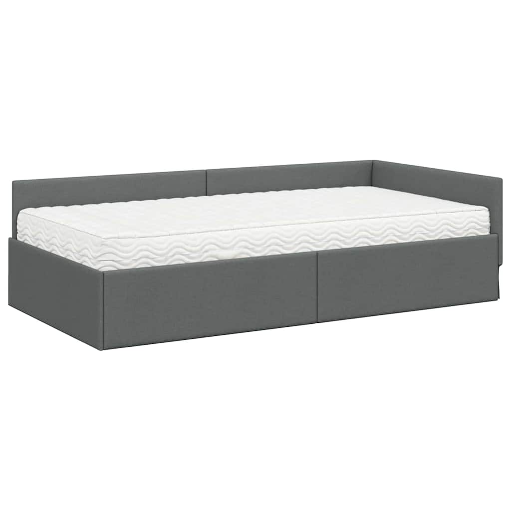 vidaXL Eckbettgestell mit Matratze Sonstiges 2 pcs Grau Stoff