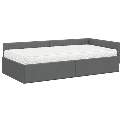 vidaXL Eckbettgestell mit Matratze Sonstiges 2 pcs Grau Stoff