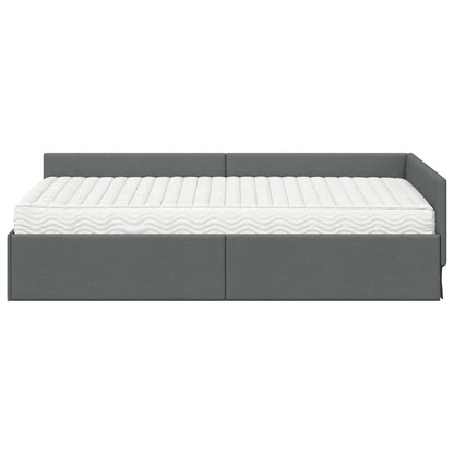 vidaXL Eckbettgestell mit Matratze Sonstiges 2 pcs Grau Stoff