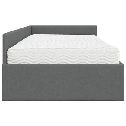 vidaXL Eckbettgestell mit Matratze Sonstiges 2 pcs Grau Stoff