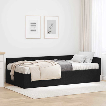 vidaXL Eckbettgestell mit Matratze Sonstiges 2 pcs Grün Stoff