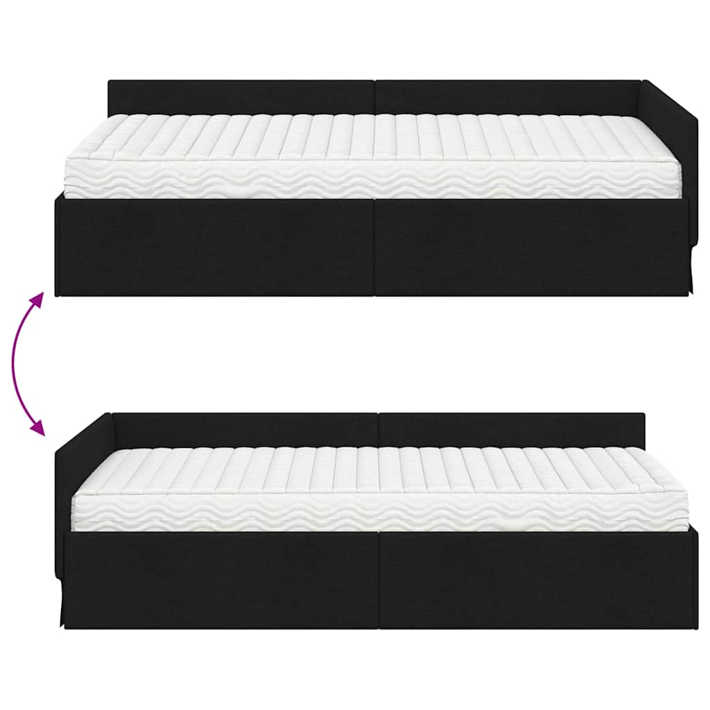 vidaXL Eckbettgestell mit Matratze Sonstiges 2 pcs Grün Stoff