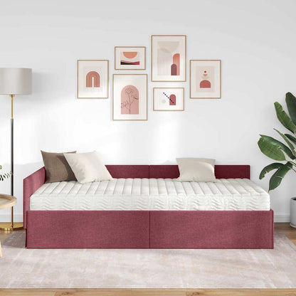 vidaXL Eckbettgestell mit Matratze Sonstiges 2 pcs Grau Stoff