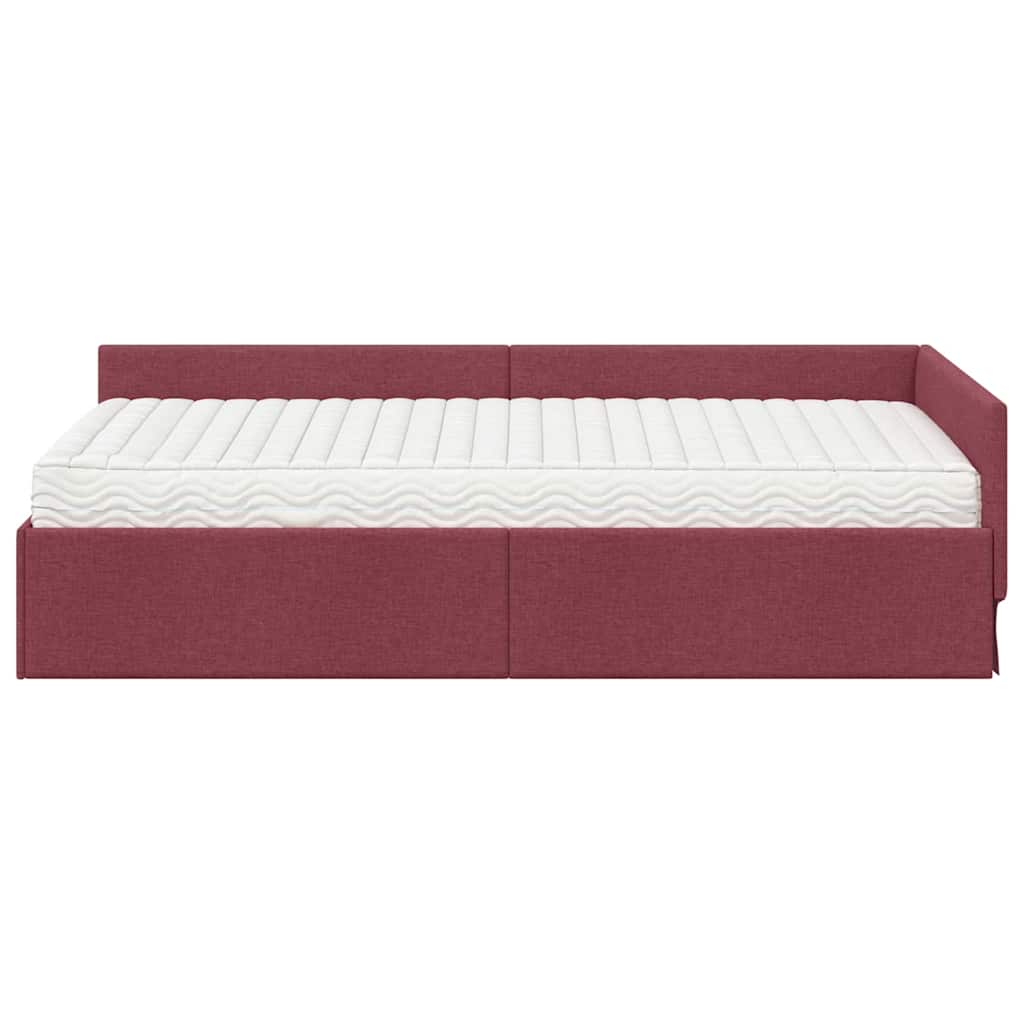 vidaXL Eckbettgestell mit Matratze Sonstiges 2 pcs Grau Stoff