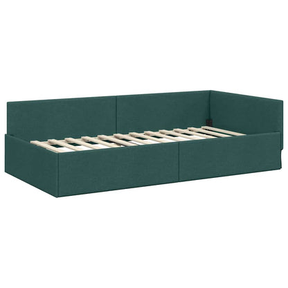 vidaXL Eckbettgestell mit Matratze Sonstiges 2 pcs Grün Stoff