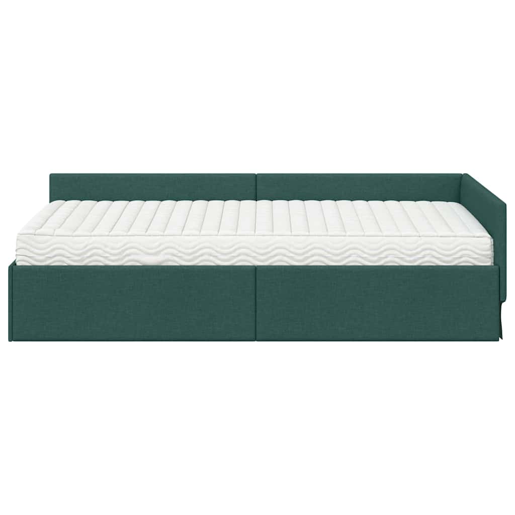 vidaXL Eckbettgestell mit Matratze Sonstiges 2 pcs Grün Stoff