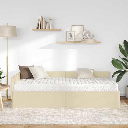 vidaXL Eckbettgestell mit Matratze Sonstiges 2 pcs Creme Stoff