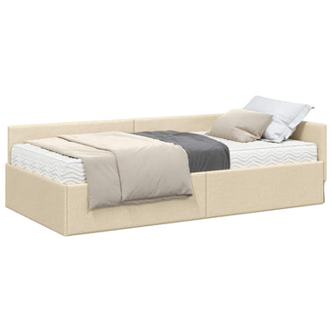 vidaXL Eckbettgestell mit Matratze Sonstiges 2 pcs Creme Stoff