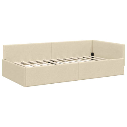 vidaXL Eckbettgestell mit Matratze Sonstiges 2 pcs Creme Stoff
