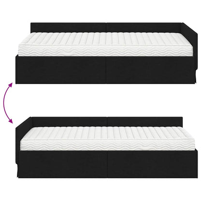 vidaXL Eckbettgestell mit Matratze Sonstiges 2 pcs Grün Stoff