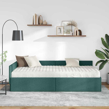 vidaXL Eckbettgestell mit Matratze Sonstiges 2 pcs Grün Stoff