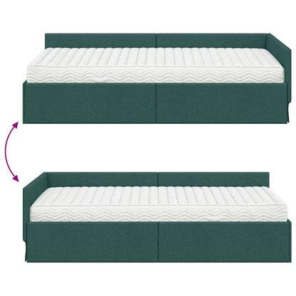 vidaXL Eckbettgestell mit Matratze Sonstiges 2 pcs Grün Stoff