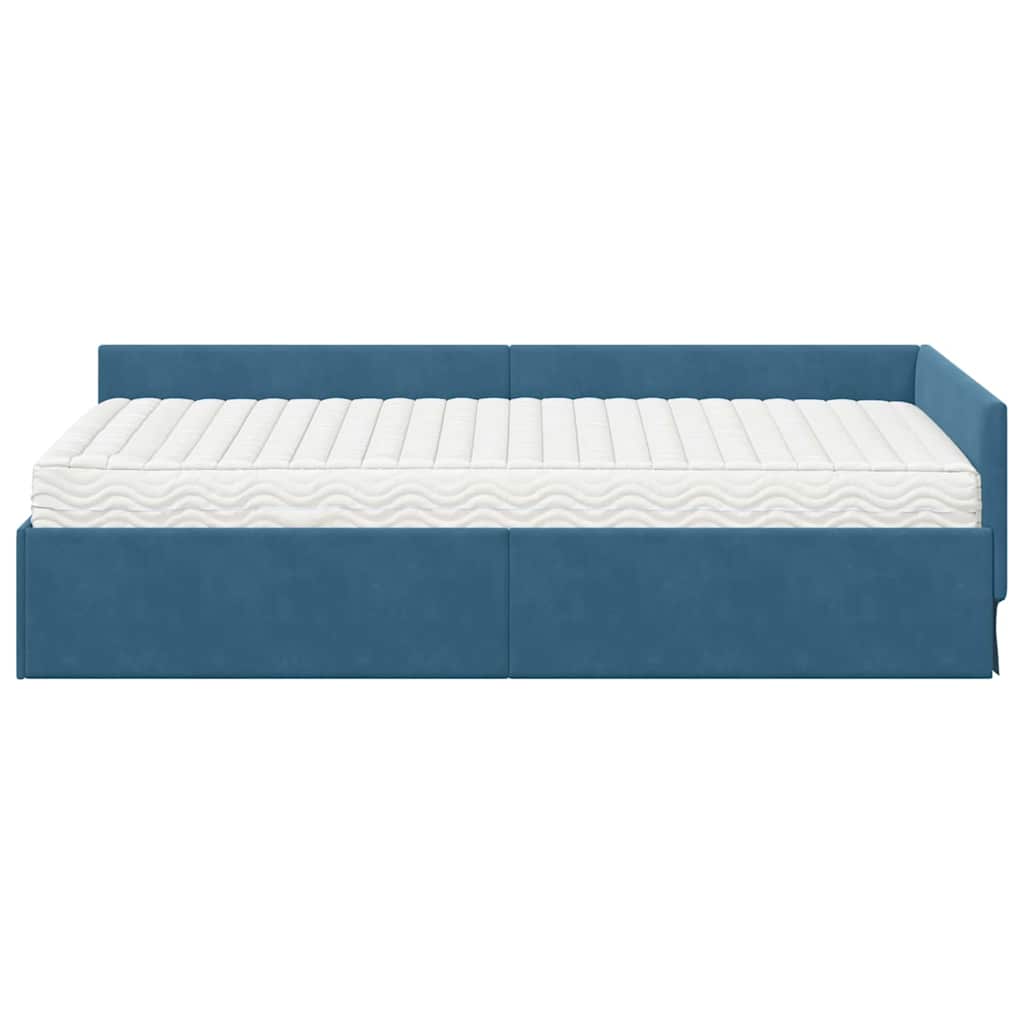 vidaXL Eckbettgestell mit Matratze Sonstiges 2 pcs Blau Samt