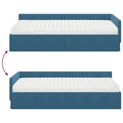 vidaXL Eckbettgestell mit Matratze Sonstiges 2 pcs Blau Samt