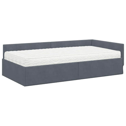 vidaXL Eckbettgestell mit Matratze Sonstiges 2 pcs Grau Samt