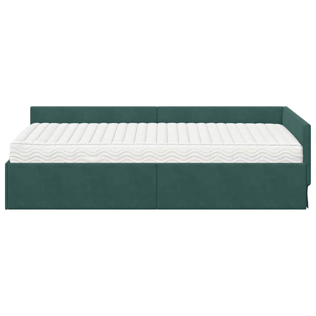 vidaXL Eckbettgestell mit Matratze Sonstiges 2 pcs Grün Samt