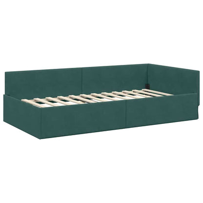 vidaXL Eckbettgestell mit Matratze Sonstiges 2 pcs Grün Samt