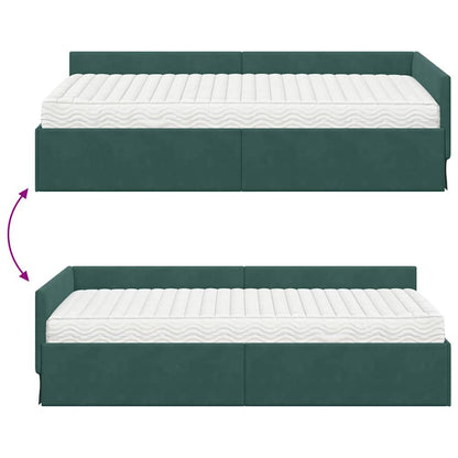 vidaXL Eckbettgestell mit Matratze Sonstiges 2 pcs Grün Samt