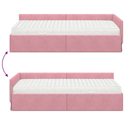 vidaXL Eckbettgestell mit Matratze Sonstiges 2 pcs Grau Samt